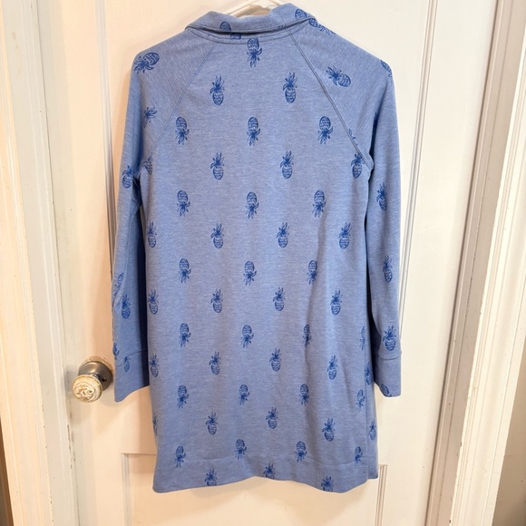 Lilly Pulitzer Skipper Popover Dress "Bennet Blue Pineapple Burnout" print - Picture 4 of 9